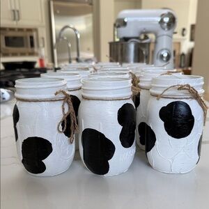 20 Hand painted Cow Print Mason Jars
